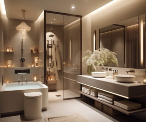 Sleek modern bathroom decor